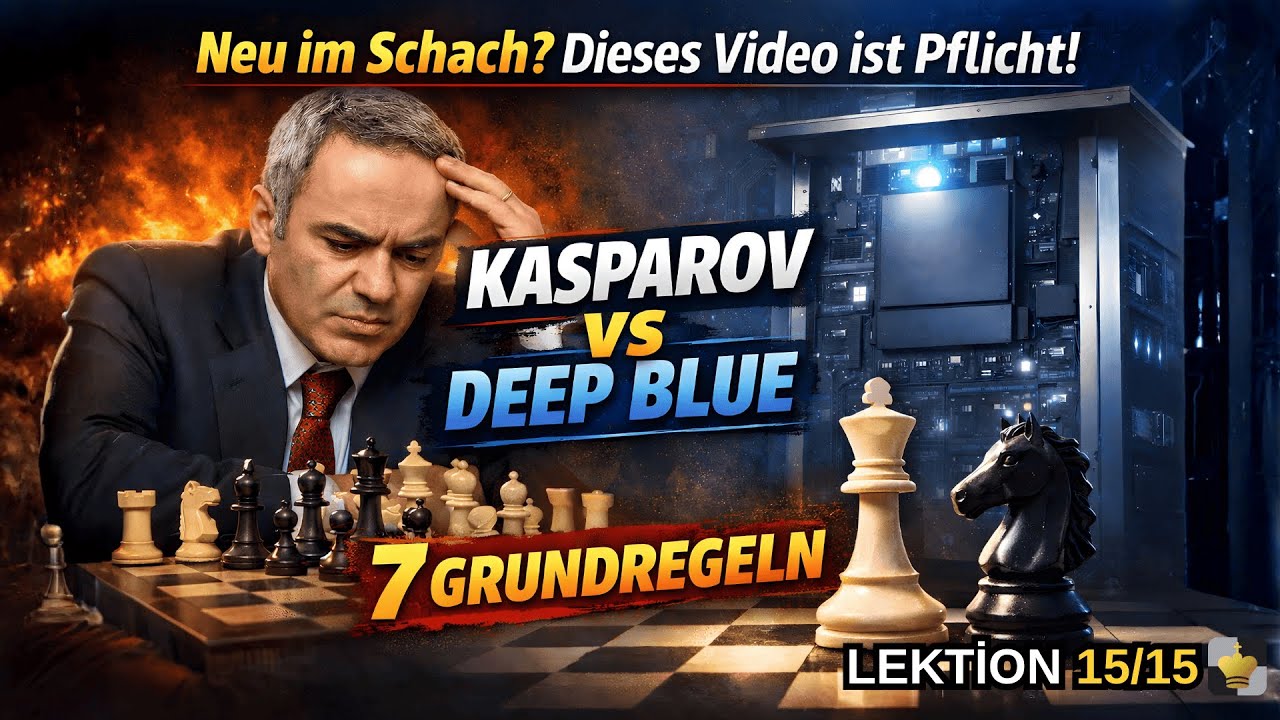 Neu im Schach? Dieses Video ist Pflicht! 7 Grundregeln mit Kasparov–Deep Blue – Lektion 15/15