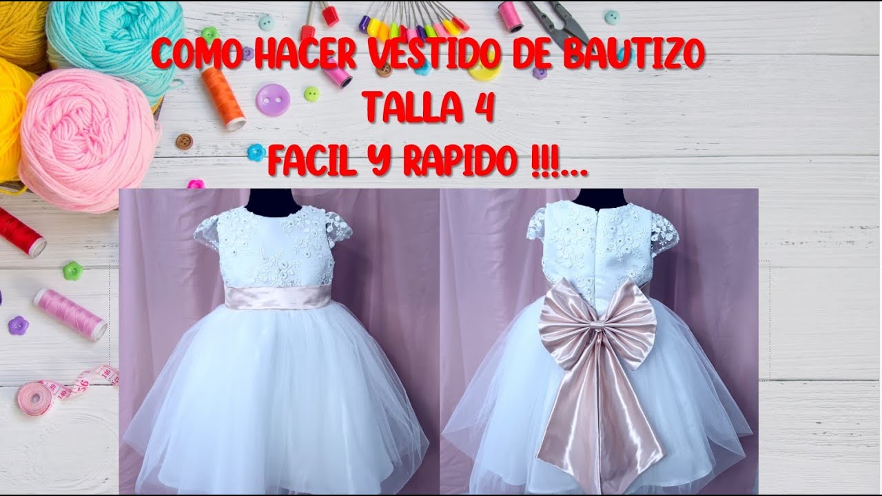 Como hacer Vestido de Bautizo talla 4