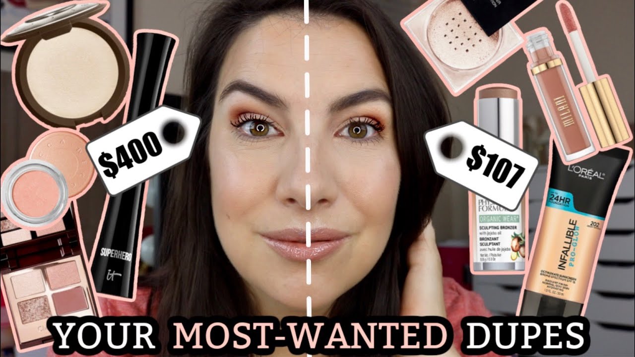 A DOZEN MAKEUP DUPES & LOW-COST ALTERNATIVES… Side-by-Side Full Face
