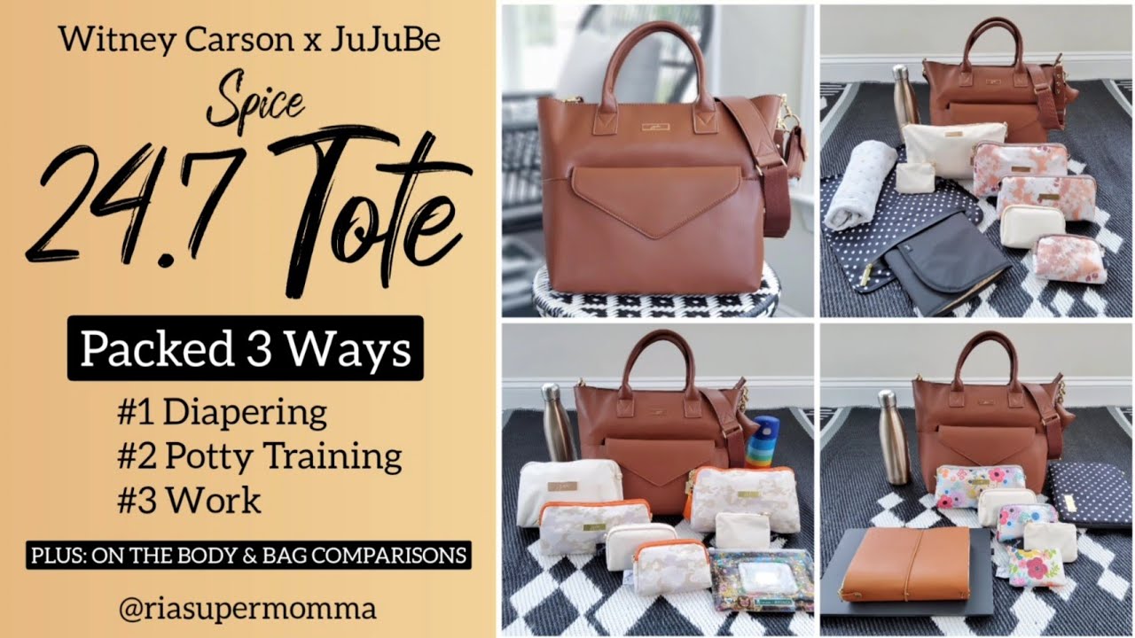 Witney Carson x JuJuBe 24.7 TOTE in Spice - Packed 3 Ways! - Diapering, Potty Training, and Beyond