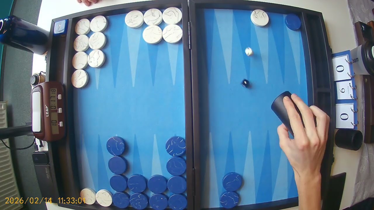 Mihályházi Zoltán (white) - Csicsai Bajnok (blue) 9p Backgammon