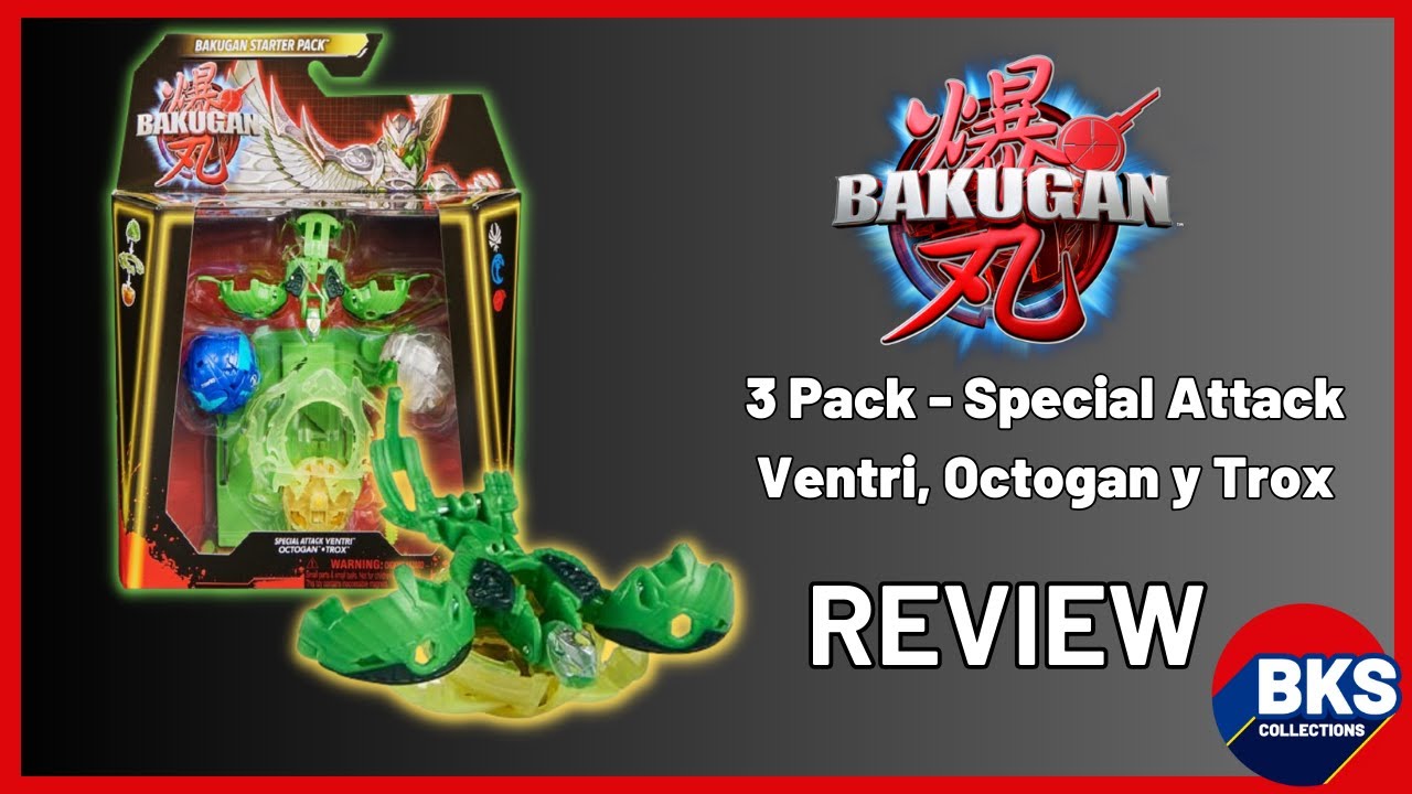 Bakugan Starter - 3 Pack, Special Attack Ventri, Octogan y Trox