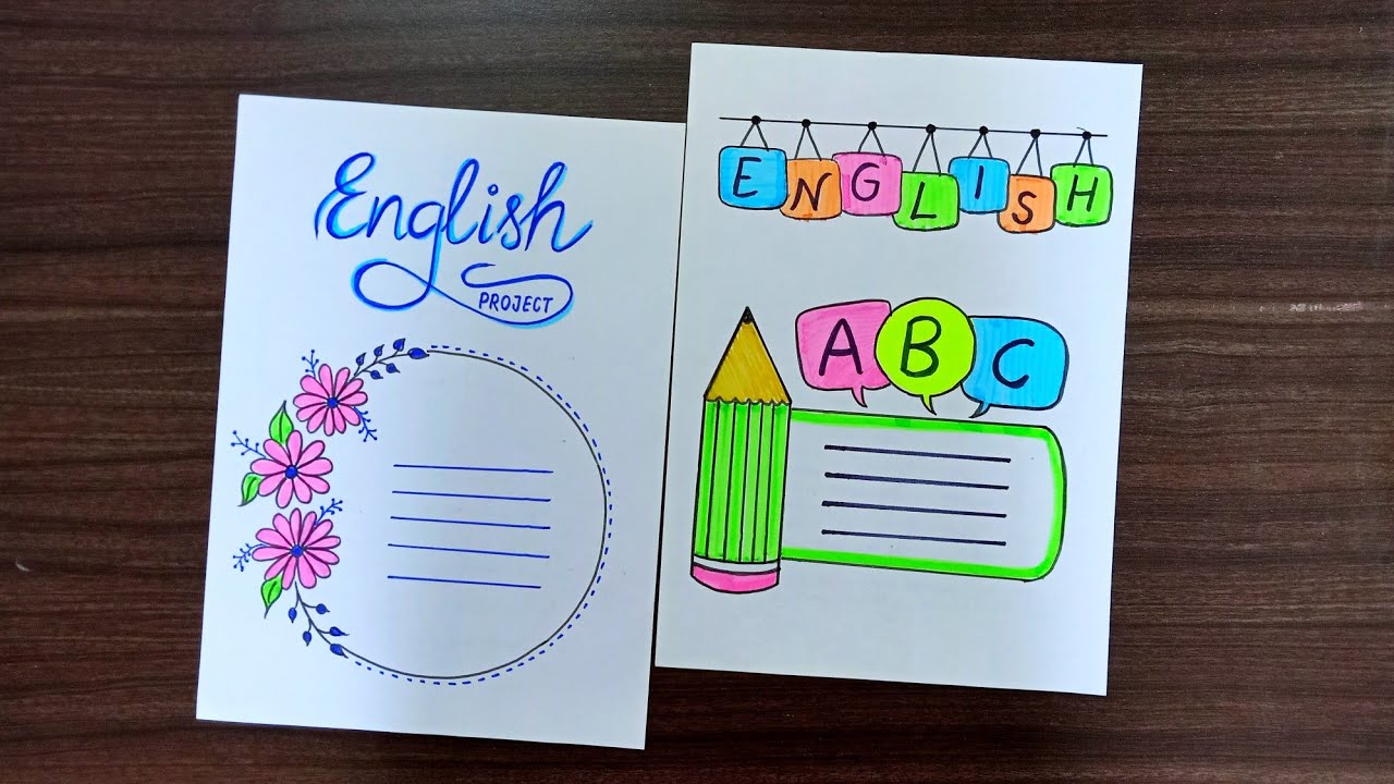 English project front page design /Project work designs/ English border design/English cover page