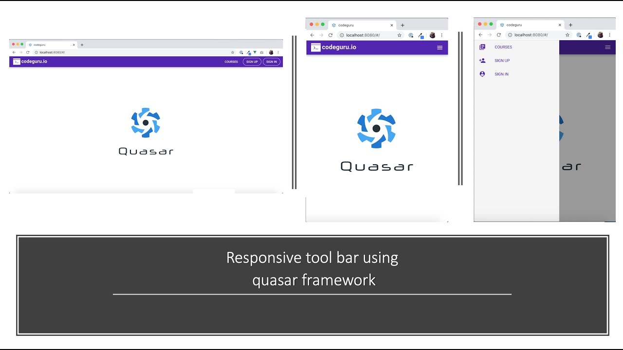 How to create responsive tool bar using Quasar Framework