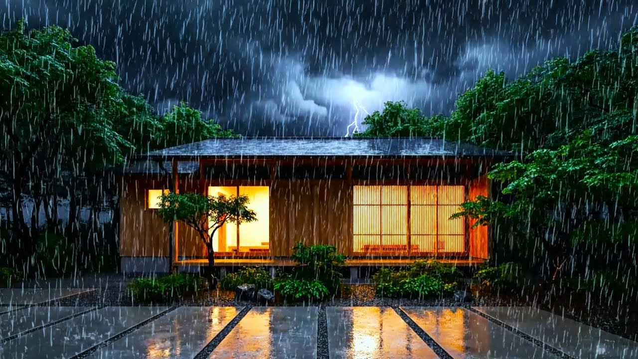 Listen in 3 Minutes to Fall Asleep Fast | Heavy Rain on Metal Roof & Soft Thunder at Night