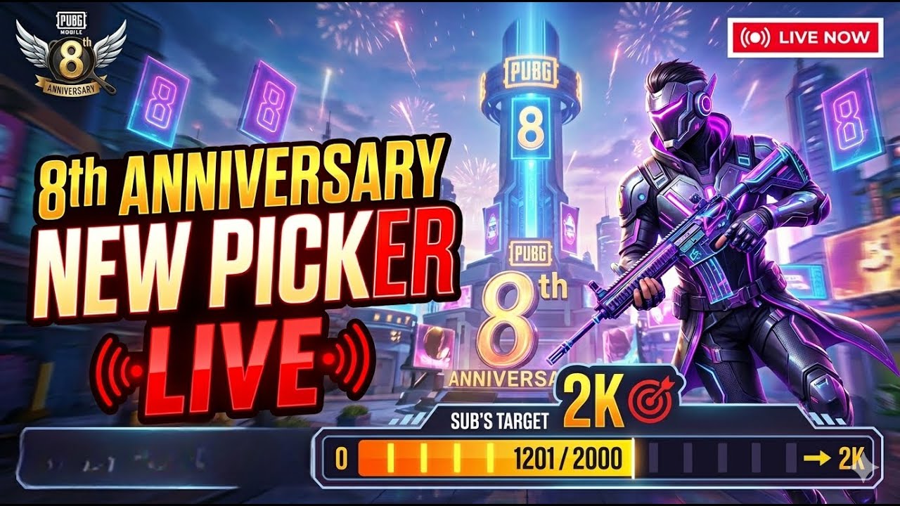 964🔴 Live  8 anniversary pubg mobile  Road To 2K 🎯 #newpickerlive #pubgmobile  #livestrraming