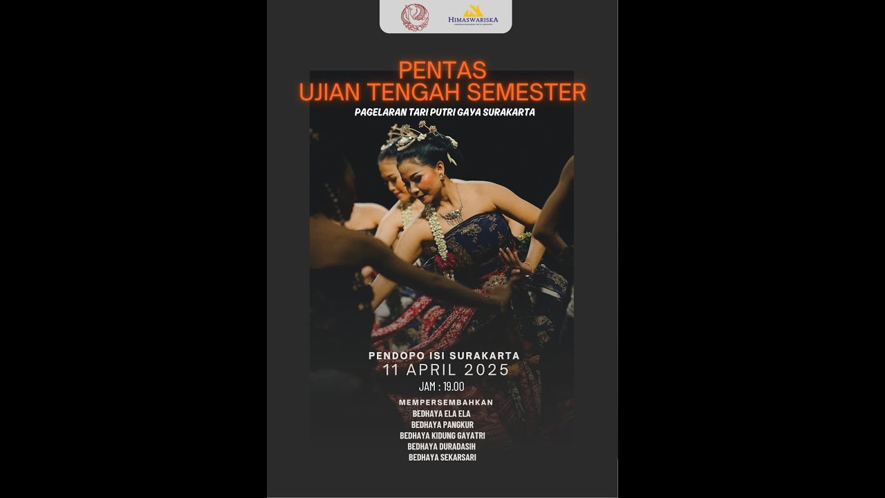 LIVE 🛑 Pergelaran Tari Putri Gaya Surakarta Jurusan Tari FSP ISI Surakarta