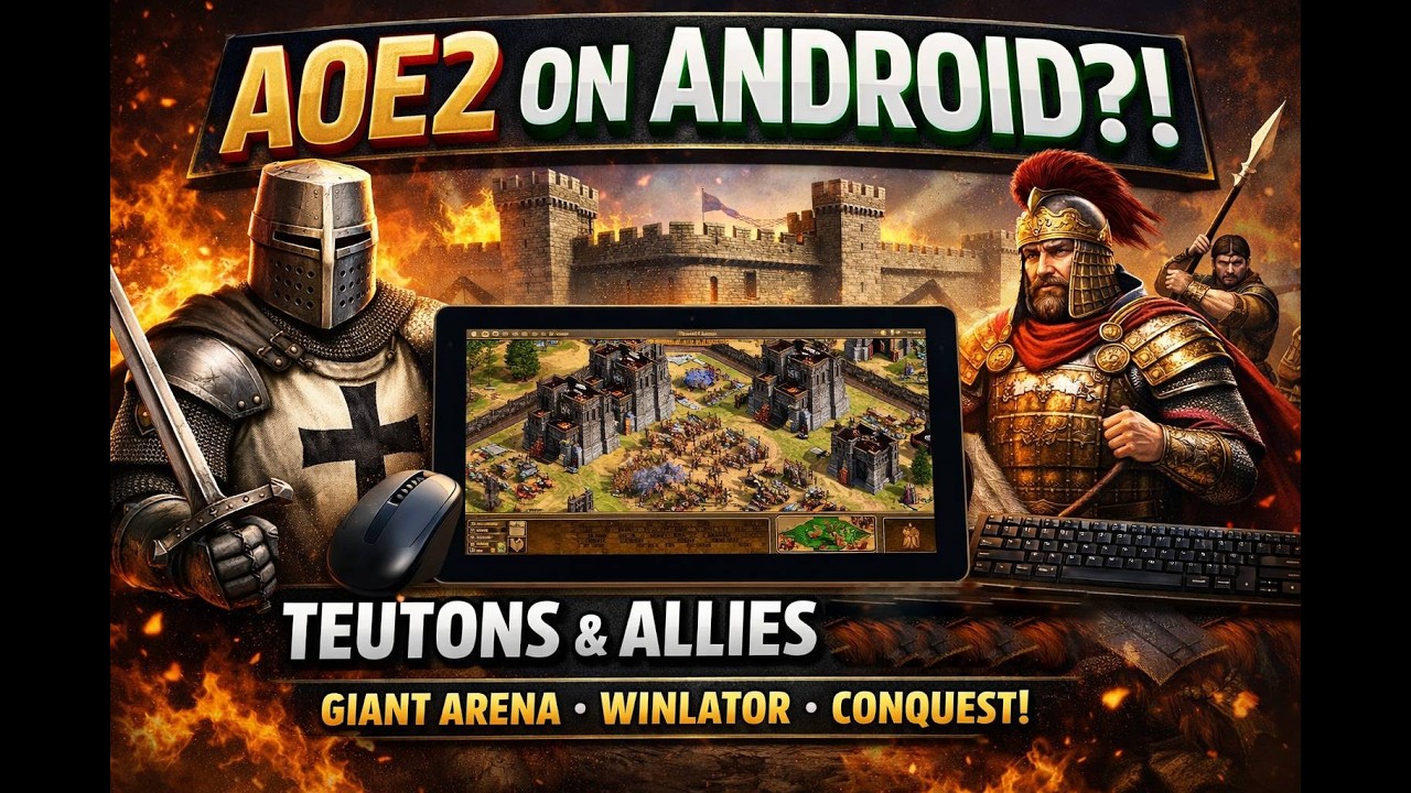 Age of Empires II Conquerors on Android?! 🏰🔥 Teutons DOMINATE on Giant Arena | Winlator Gameplay