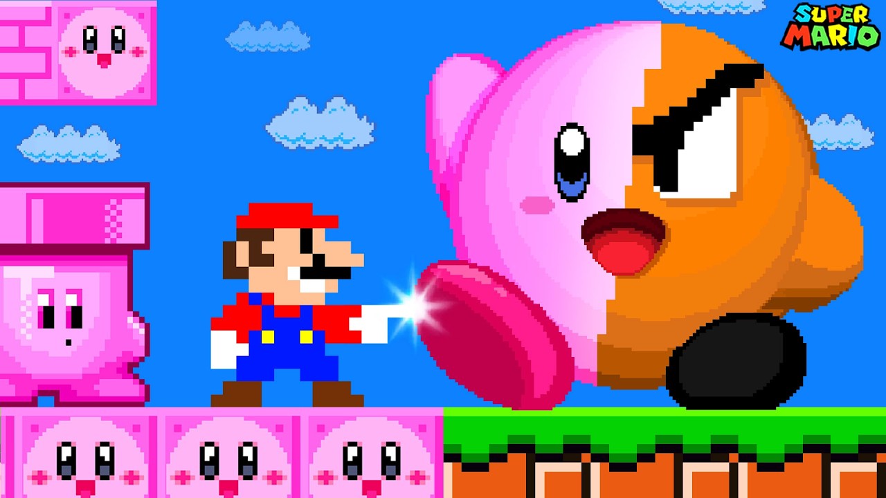 When Everything Mario Touches Turns Into Kirby In Super Mario Bros
