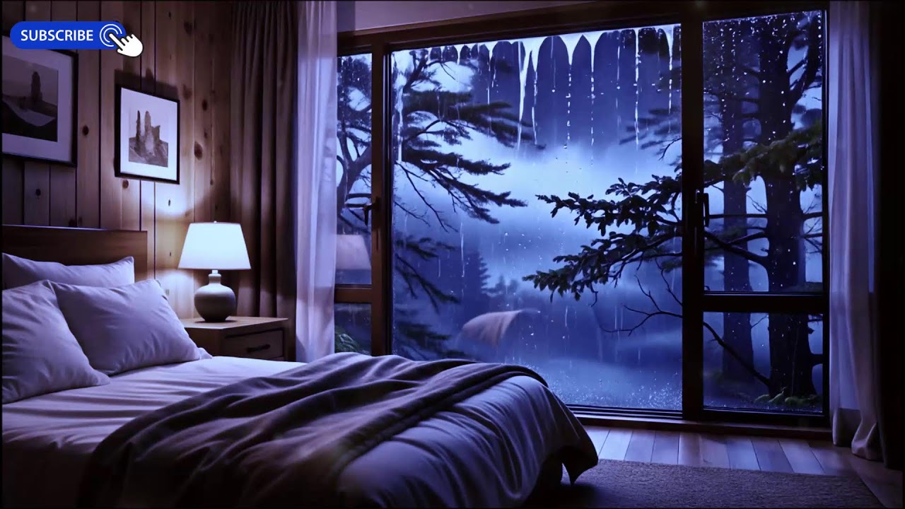 Rain on Window for Sleeping 10 Hours (Dark Screen) | Relaxing Piano Music