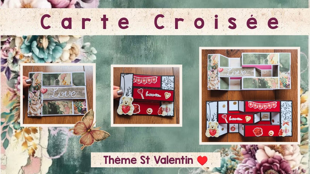 TUTO SCRAP Carte Croisée thème Dreamy Dreams et St Valentin 🌸♥️ 