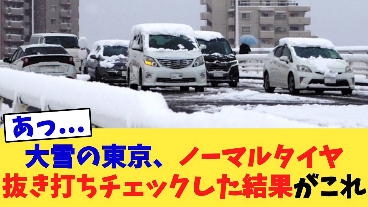 大雪の東京、ノーマルタイヤ抜き打ちチェックした結果がこれ