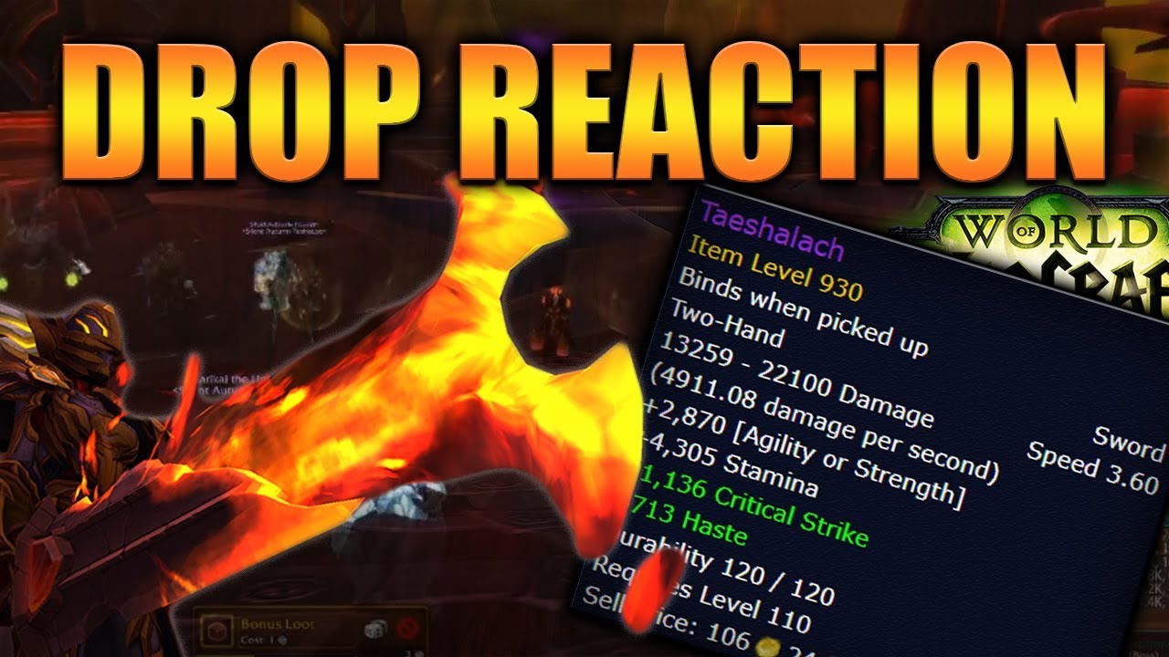 Taeshalach Drop Reaction - Aggramar Sword Transmog