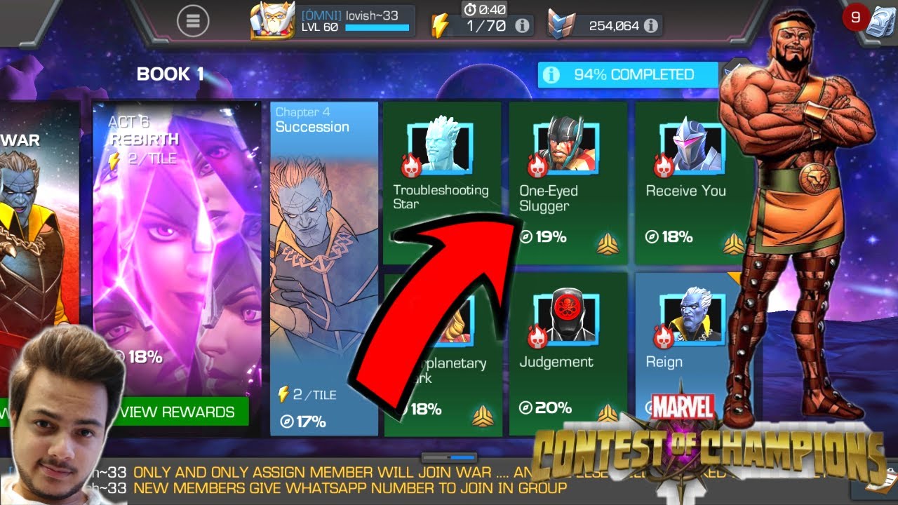 ACT 6.4.2 NERFED (One-Eyed Slugger) HERCULES GAMEPLAY |MARVEL CONTEST OF CHAMPION IN HINDI