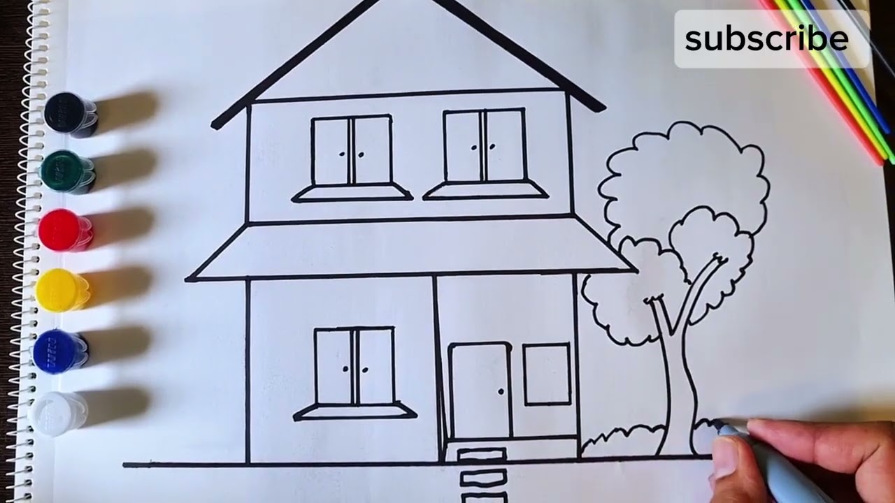 Easy Home Drawing for Kids | Simple House Drawing Step by Step 🏠🎨