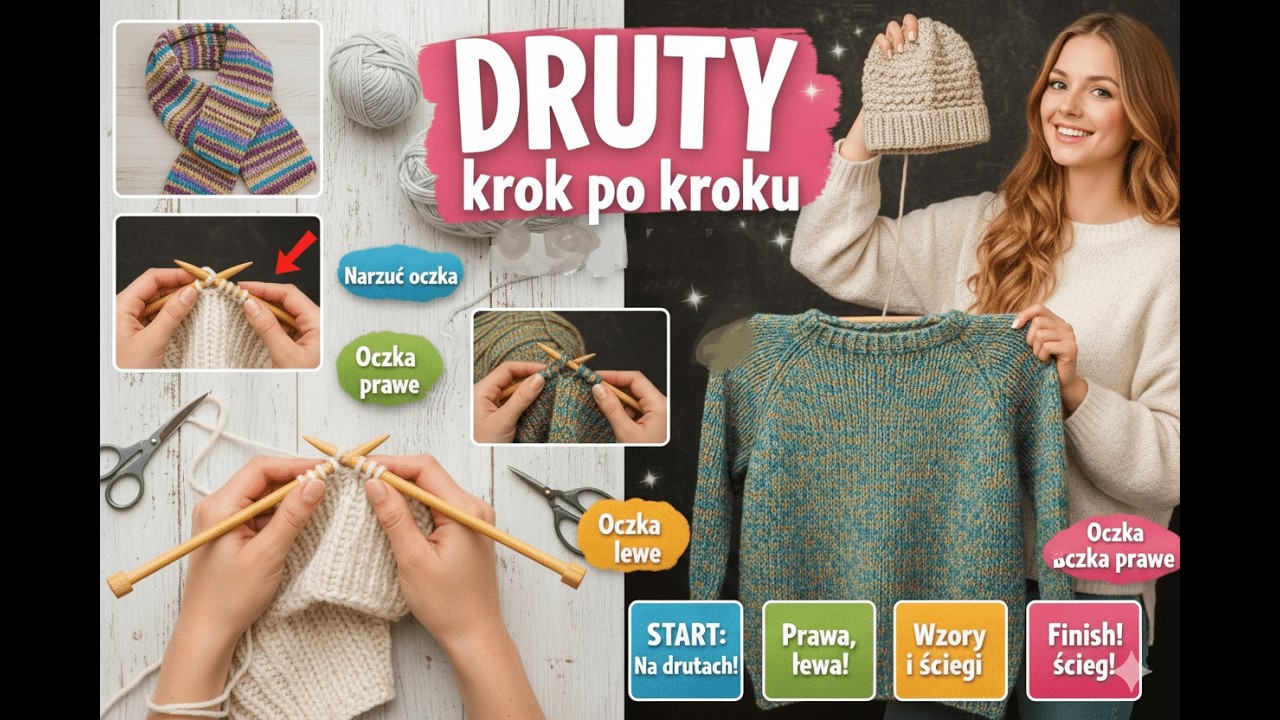 Druty krok po kroku - Oczka prawe, oczka lewe