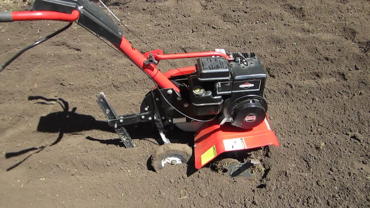 Cold Start 5HP Briggs and Stratton MTD Garden Tiller -- Tilling the Garden -  April 13, 2013