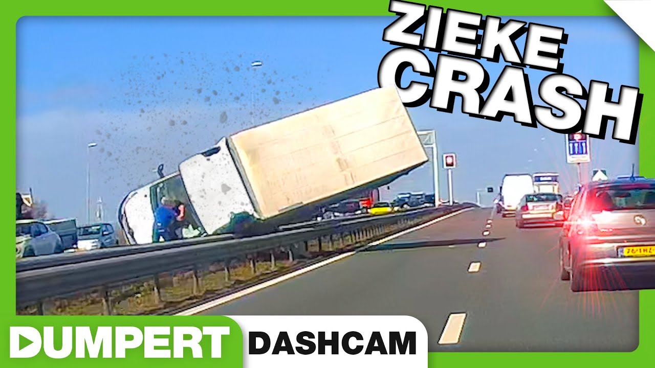 Vrachtwagen springt over middenberm | Dumpert Dashcam 50