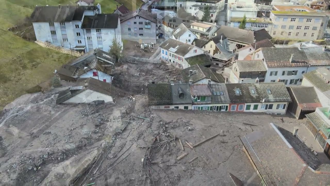 Nach dem Erdrutsch in Schwanden - After Landslide in the district Glarus Switzerland 02-24