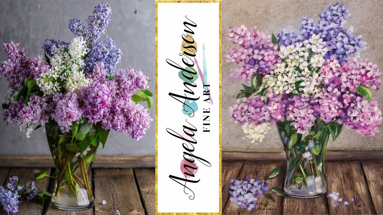 Easy Lilacs Impressionist Beginner Floral Acrylic Painting Tutorial LIVE