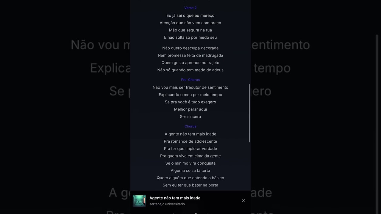 A gente não tem mais idade