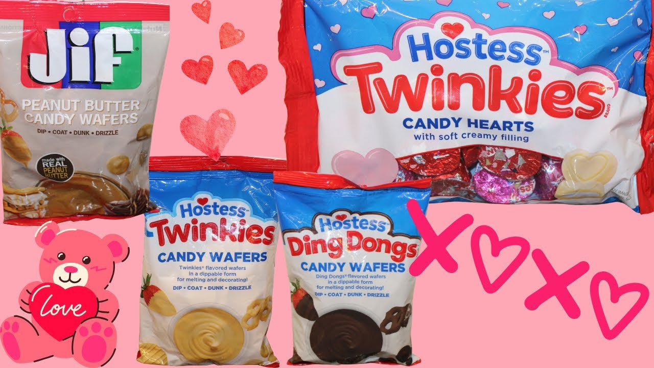Hostess Twinkies Candy Hearts and Twinkies, Ding Dongs & JIF Peanut Butter Candy Wafers Review