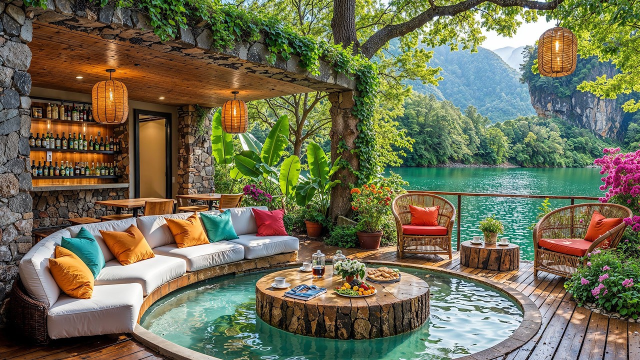 Роскошное кафе Lakeview с джазовой музыкой 🌿 Спокойный кофе и джаз для учебы, работы и отдыха