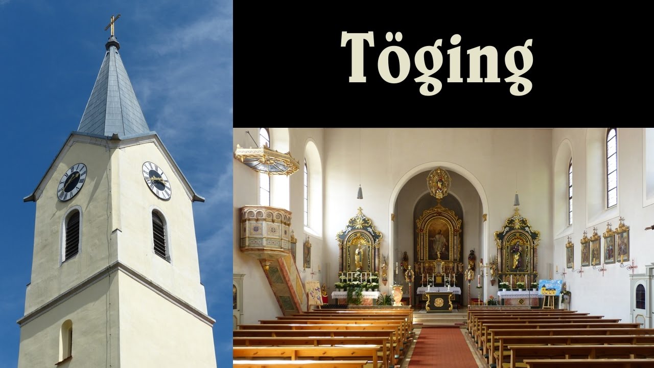 TÖGING (NM), Pfarrkirche St. Bartholomäus - Glocken einzeln und Vollgeläut (Turmaufnahme)