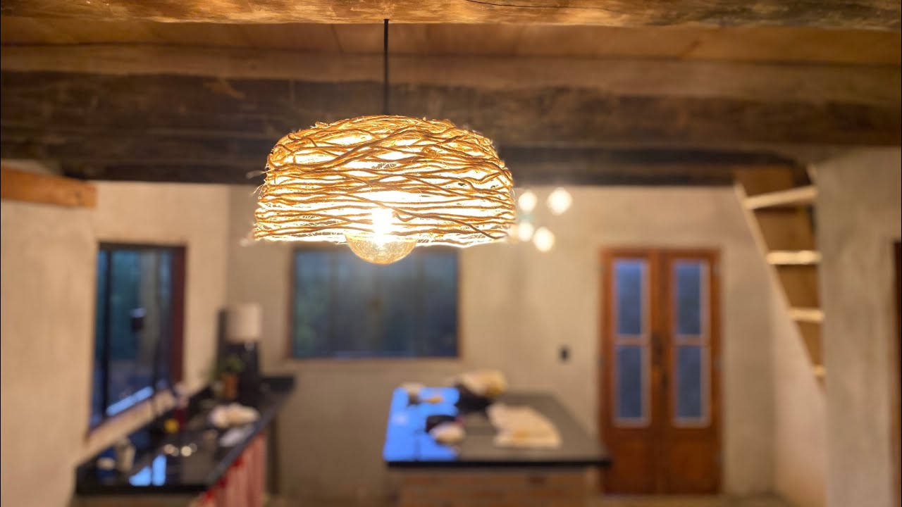 Luminária rústica de sisal para cabana na roça: faça você mesmo