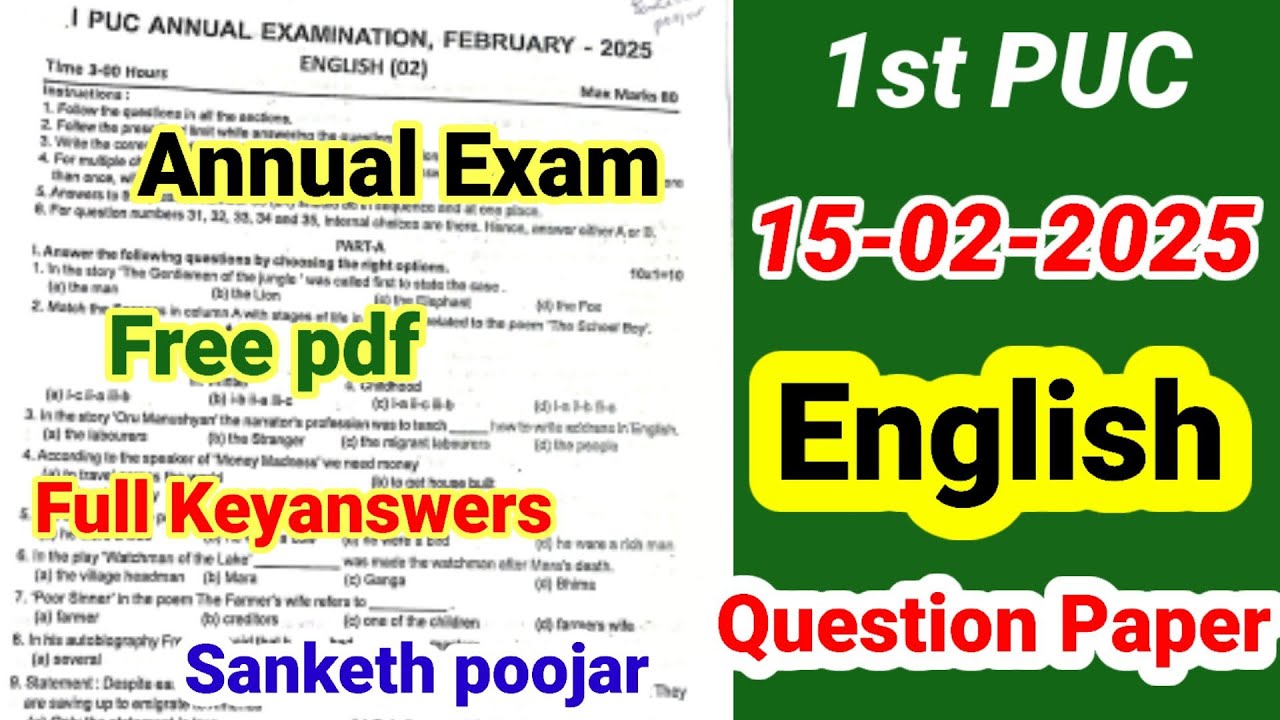 1st PUC english important questions for annual exam 2025 Kseab