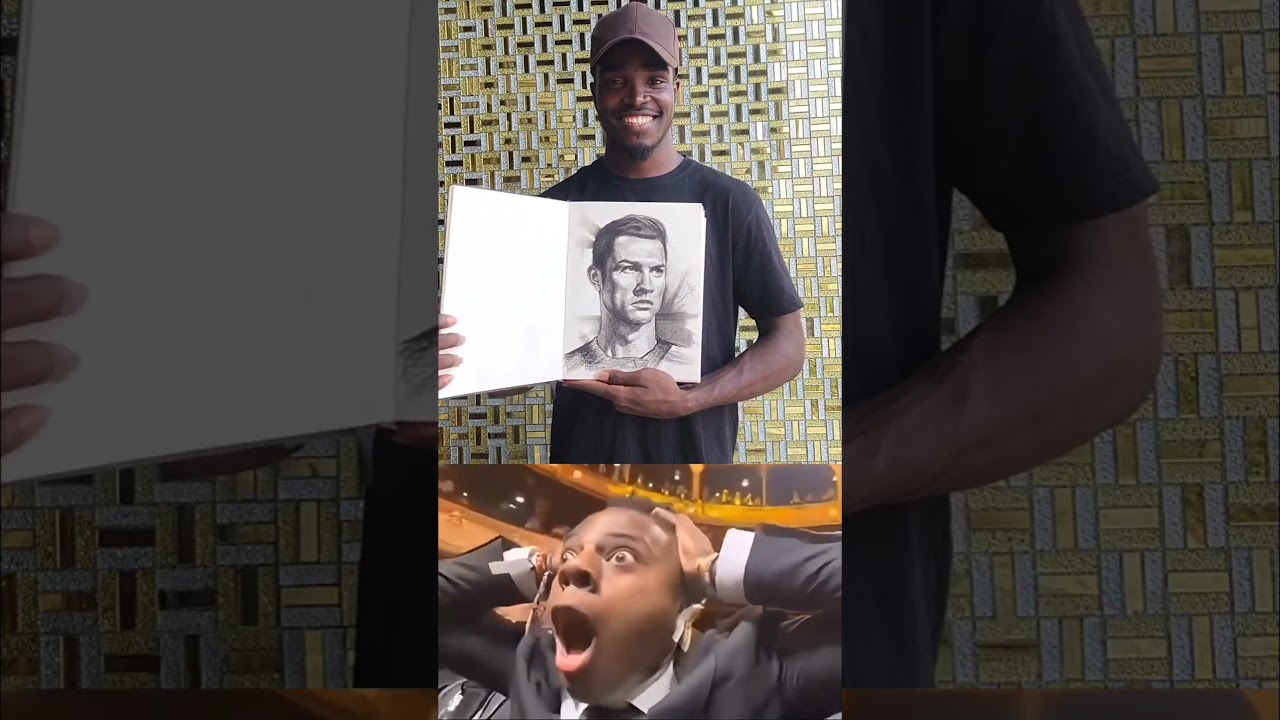 how speed reacted to my drawing of RONALDO. #CR7 #Ishowspeed #art #ronaldo #nuelart #portrait #speed