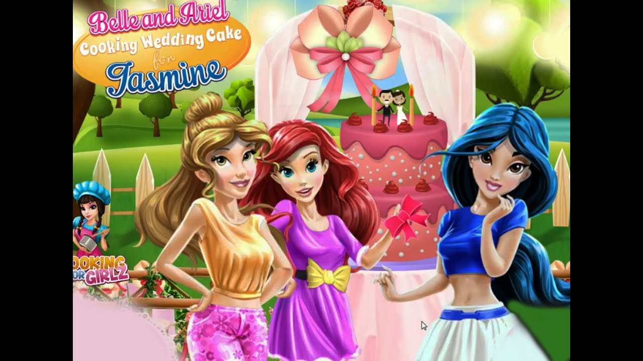 Jasmine Wedding Cake ❤ Belle and Ariel Cooking Weding Cake for Jasmine