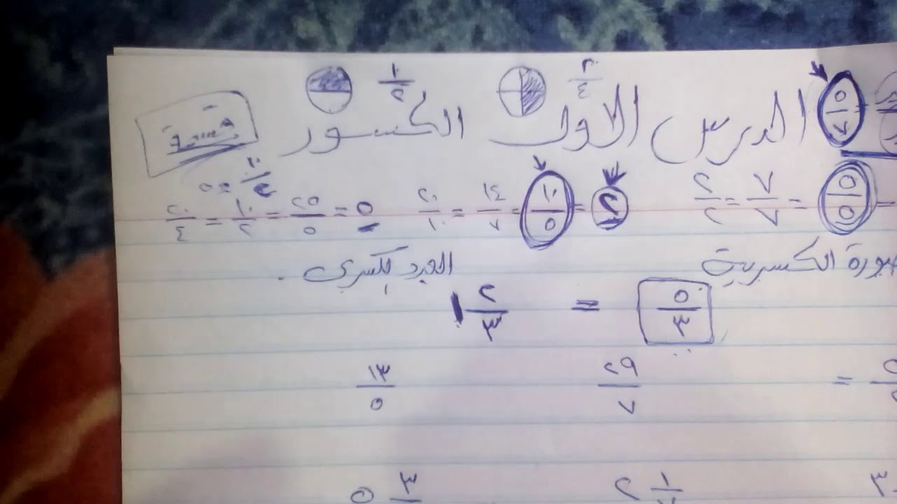 اخييييرا فيديو الكسور . الفيديو الاول رابعة ترم٢