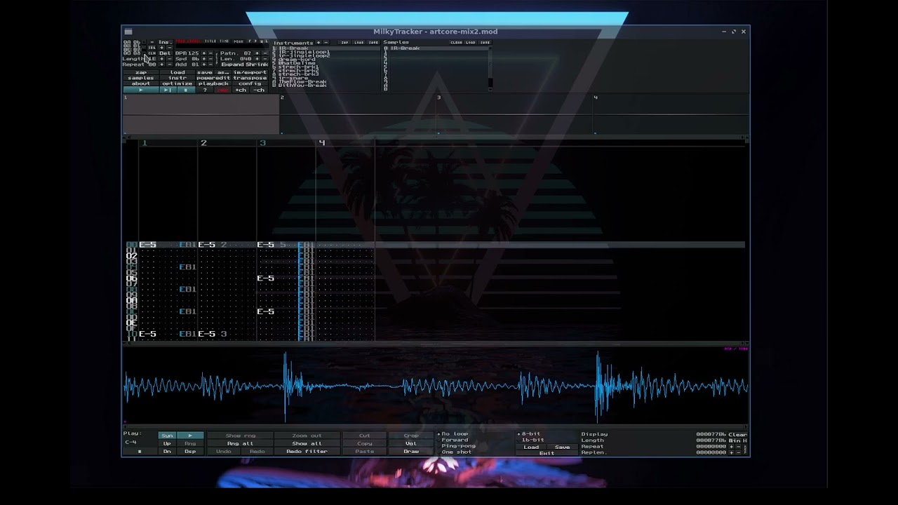 MilkyTracker X chopping samples + modland clouddrive
