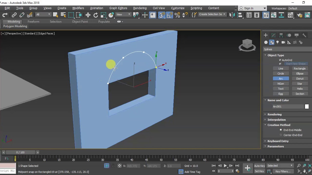 Lecture 08 - 3Ds Max بناء نافذة او باب على شكل عقد نصف دائرى