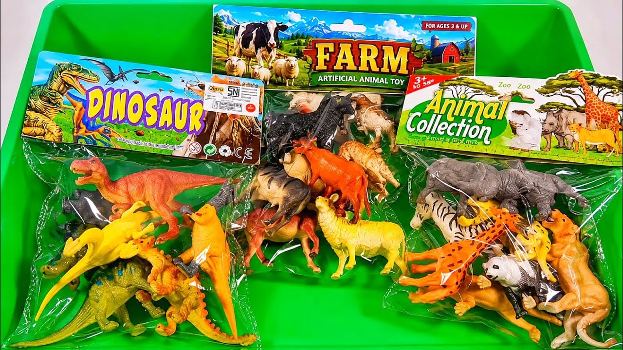 Unboxing Farm, Dinosaur & Wild Animal Toys | Building a Beautiful Mini World | ASMR