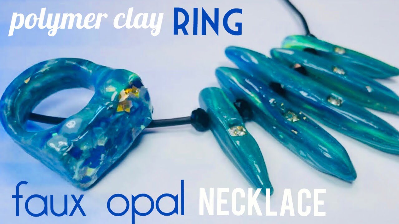 Magic Faux Opal Ring and Necklace made from Clay and Resin. Tutorial