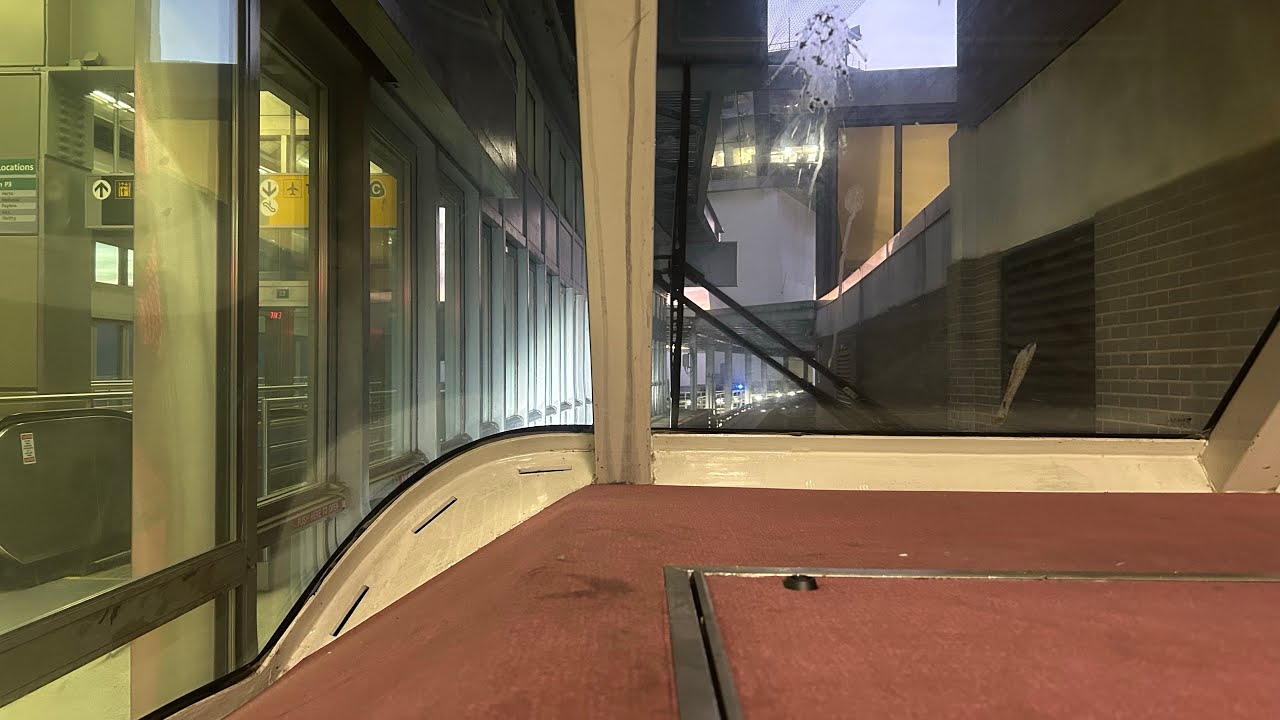 PANYNJ: Newark Airport EWR AirTrain Ride At Sunrise (Front POV) From Rail Link To Term A (9/20/2023)