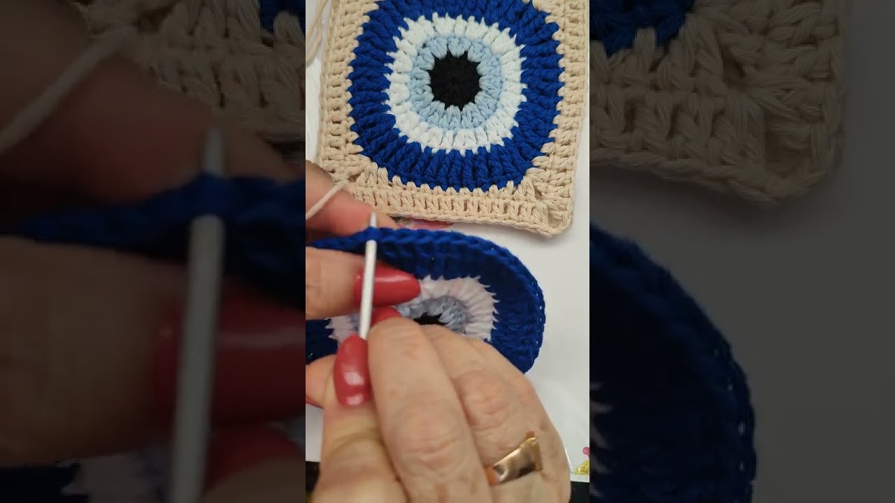Grannys ojo turco 🧿 para bolso de verano o playero tejido a crochet.
