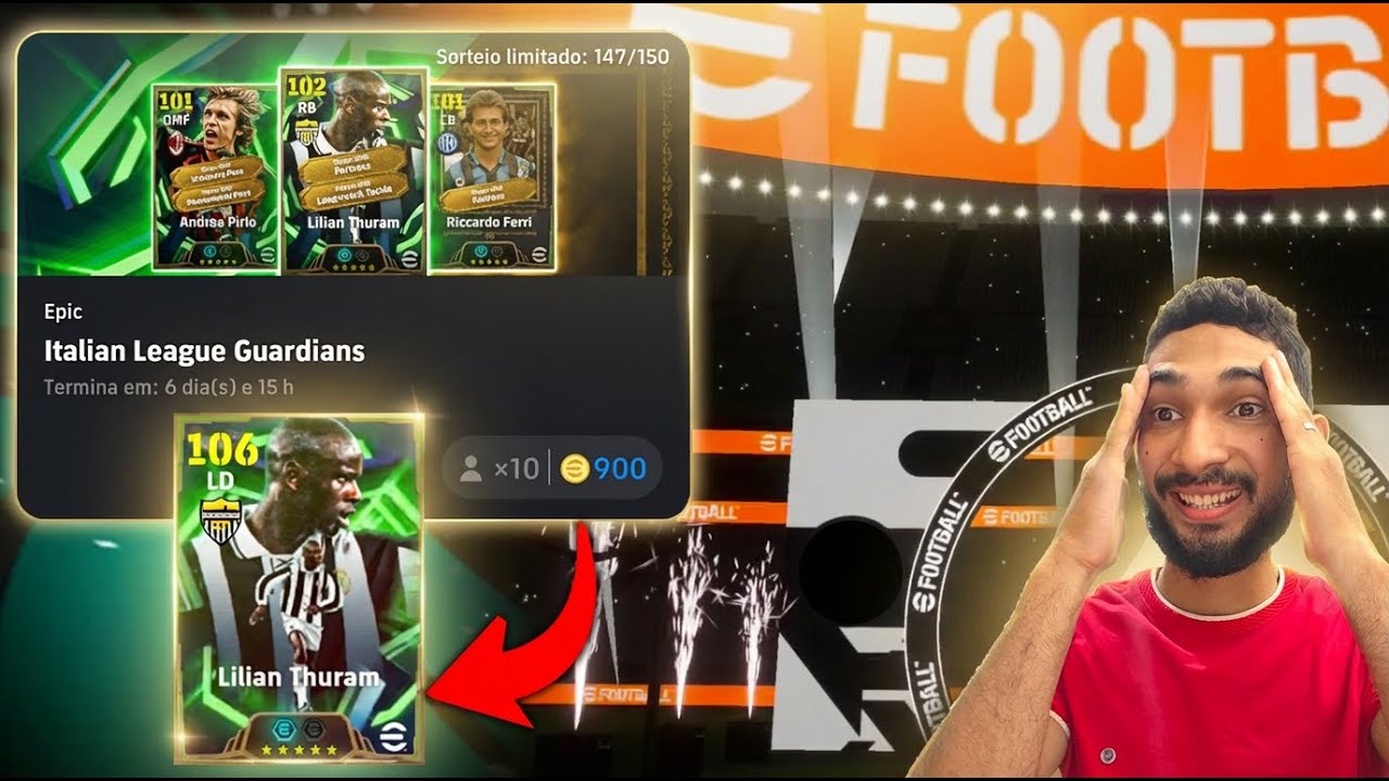 Lilian Thuram épico 106 + Pack Opening no eFootball 26 Mobile