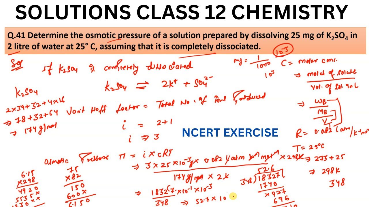 Determine the osmotic pressure of a solution prepared by dissolving 25 mg of K2SO4 in 2 litre