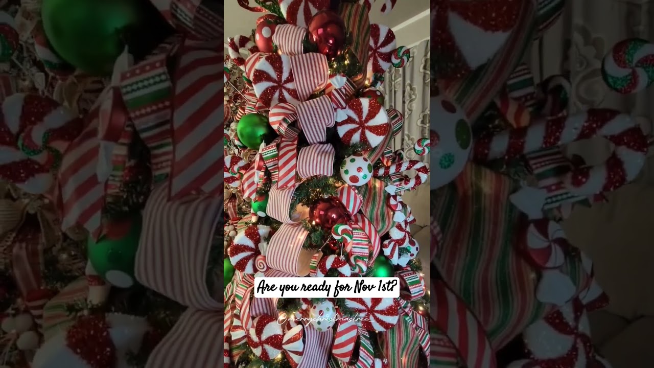Candy Cane Peppermint Christmas Tree #christmas #christmastree #christmasdecortions #christmasdecor