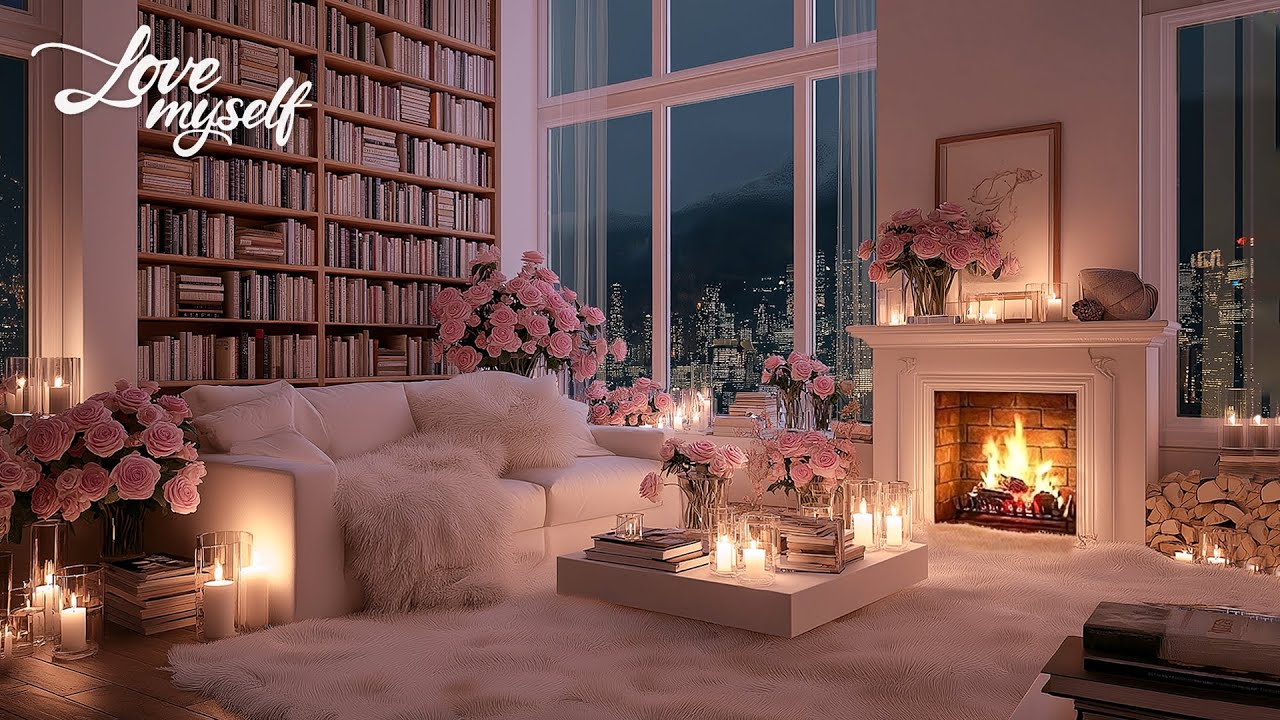 Beautiful Snowy Winter Ambience ❄️Warming Fireplace with Soft Piano 🔥 Romantic Piano Music #3