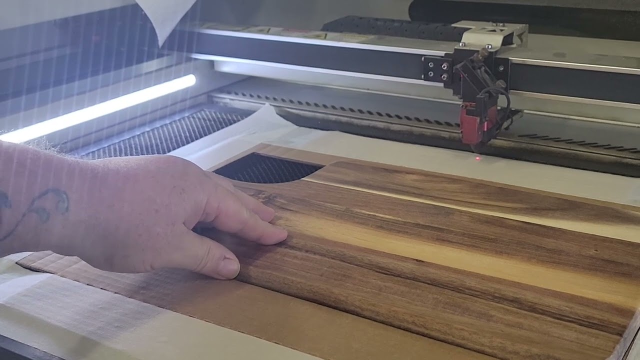 Laser engraving a cutting board
