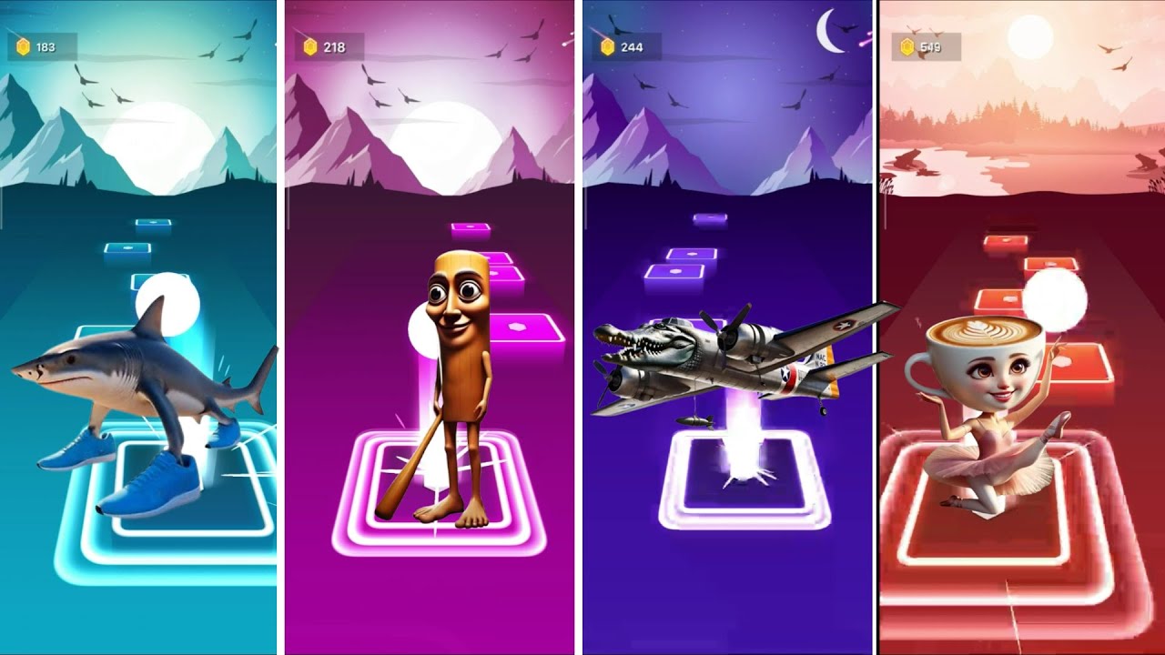 🎮 Tiles Hop: Tralalero Tralala 🎶 vs Tum Tum Sahur 🥁 vs Crocodilo 🐊 vs Ballerina Capucina 💃🔥