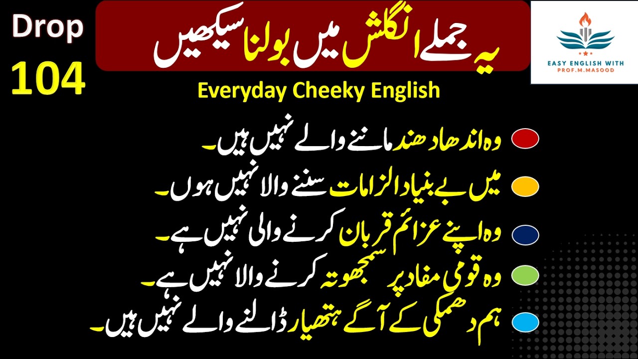 Everyday Cheeky English - Drop 104 |Spoken English |Conversation | Urdu to English | Prof. M. Masood