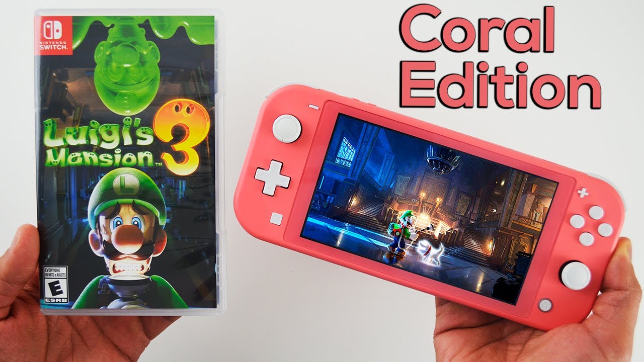 Coral Nintendo Switch Lite Luigi's Mansion 3 Gameplay
