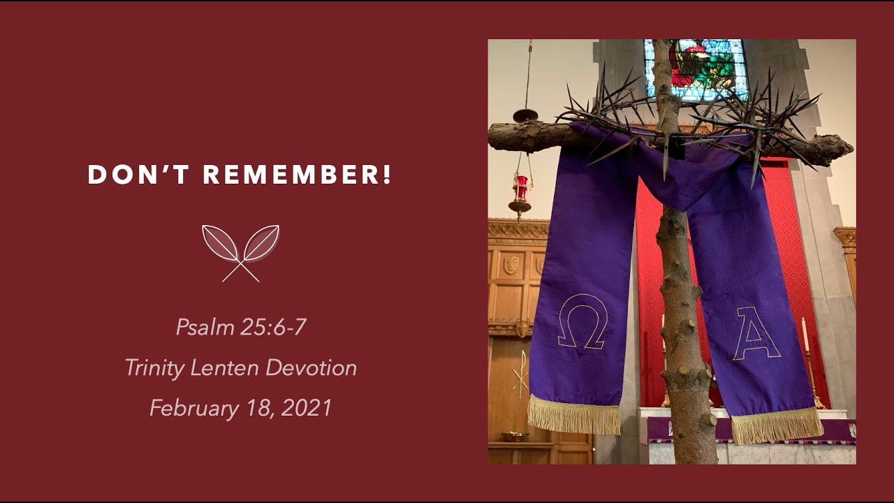 Don't Remember! - Psalm 25:6-7