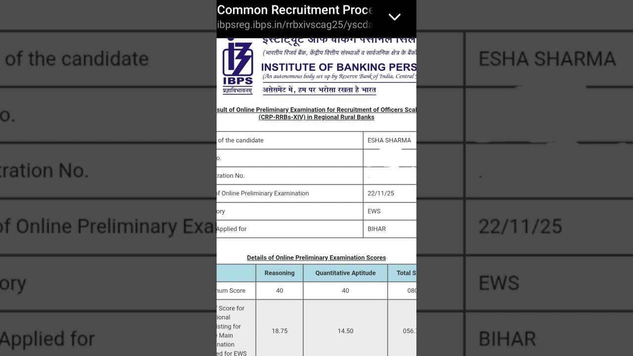 My Rrb po scorecard✨ #Bankexams 2026  #rrbpo 