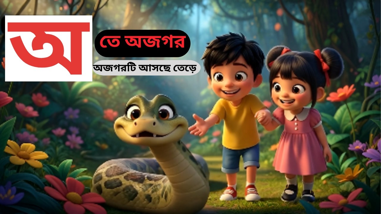 Aye ajagar  oi ojogor asche tere  অ`য় অজগর আসছে তেড়ে  Bengali Rhymes Kids One School